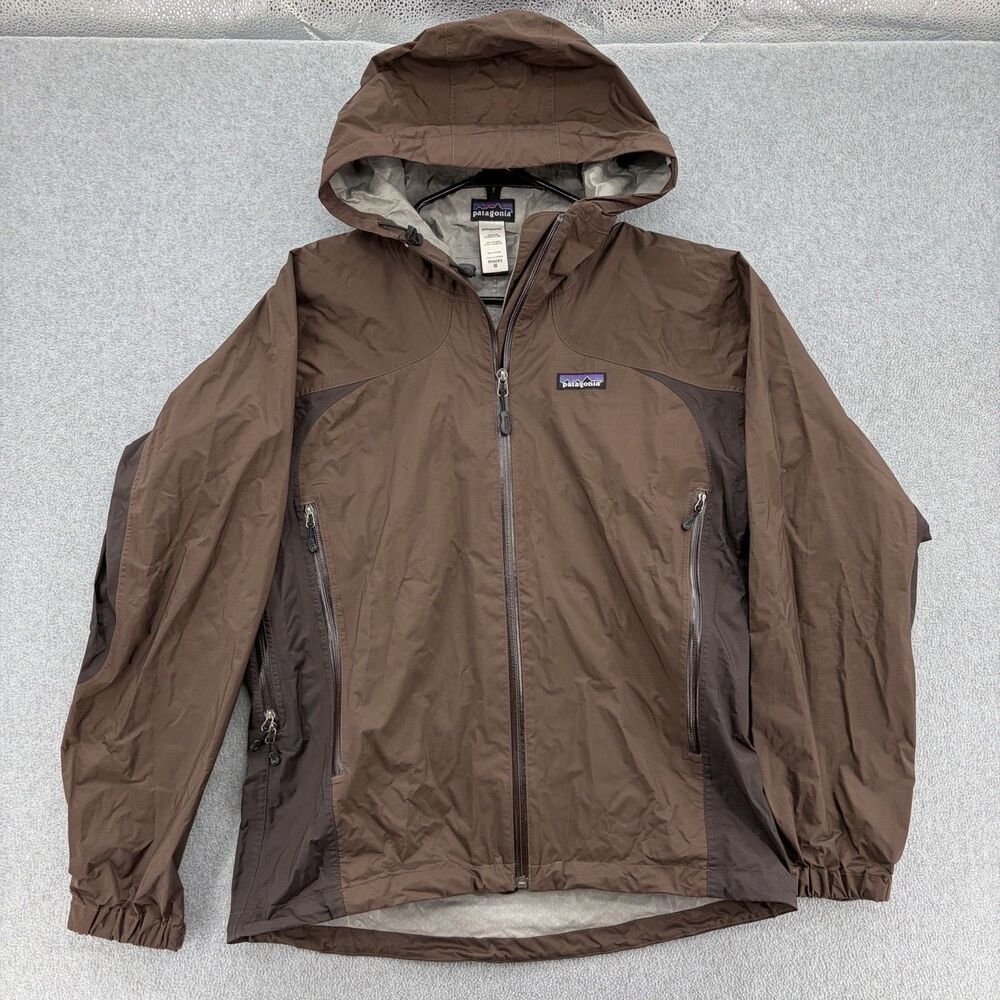 Patagonia Rain Shadow Jacket Womens M Brown Hooded Waterproof Rain Shell 84480